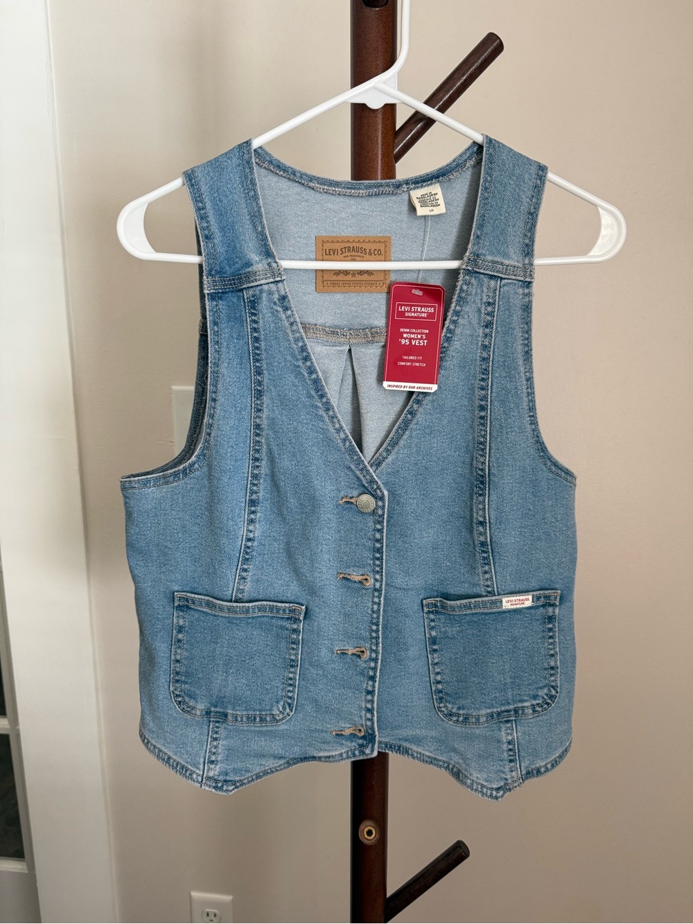 Levi's Blue Denim Button Vest with Pockets